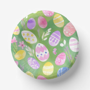 Easter Eggs   Pretty Pastel Watercolor Egg Hunt Paper Plate