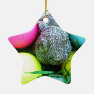 Easter Eggs, Rabbit , Golf Balls Ceramic Tree Decoration