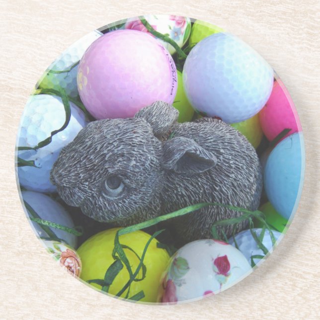 Easter Eggs, Rabbit Golf Balls Coaster (Front)