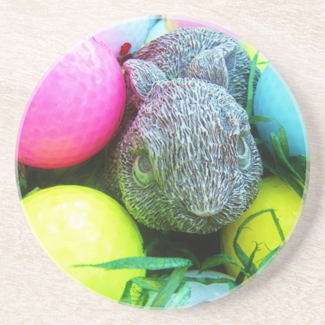 Easter Eggs, Rabbit , Golf Balls Coaster (Front)