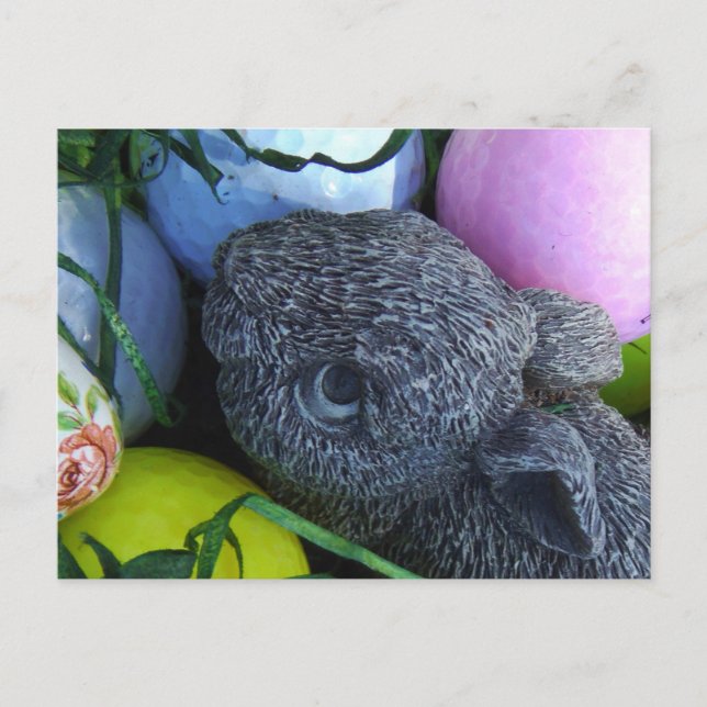 Easter Eggs, Rabbit Golf Balls Holiday Postcard (Front)