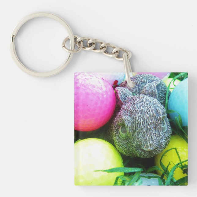 Easter Eggs, Rabbit , Golf Balls Key Ring (Front)