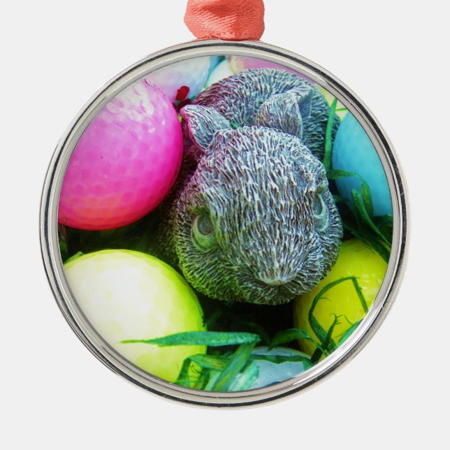Easter Eggs, Rabbit , Golf Balls Metal Tree Decoration (Front)