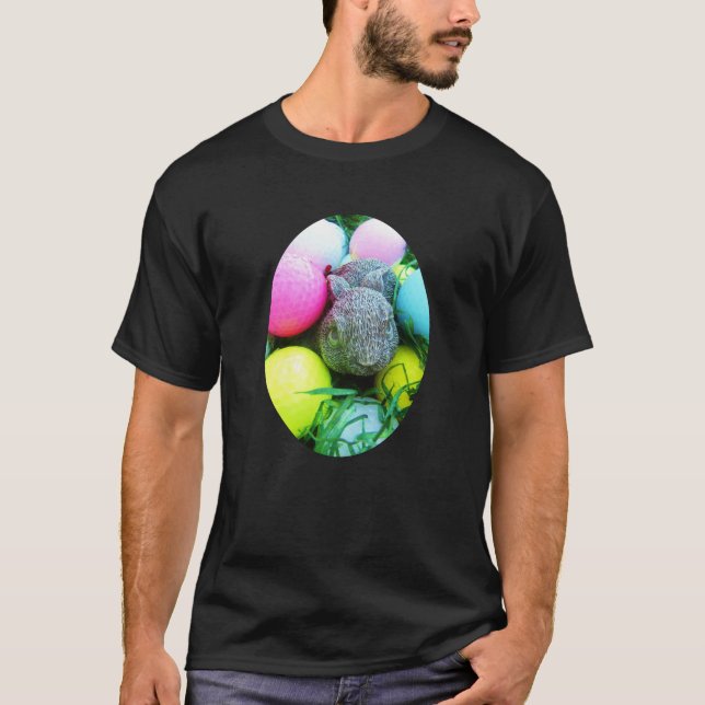 Easter Eggs, Rabbit , Golf Balls T-Shirt (Front)