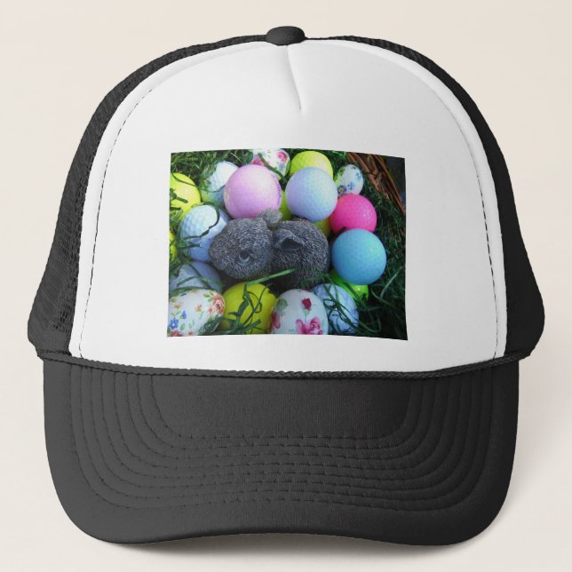 Easter Eggs, Rabbit Golf Balls Trucker Hat (Front)