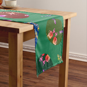 Easter Eggs Rose Patterned  Short Table Runner