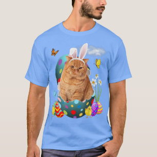 Easter Eggs Scottish Fold Bunny Cat Gifts Cat Dad  T-Shirt