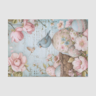 Easter Eggs Spring Blossoms with blue bird Tissue Paper