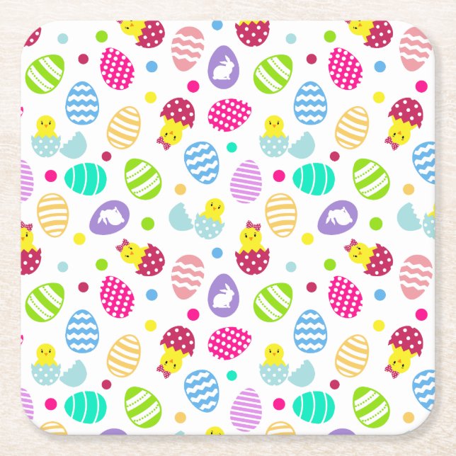 Easter Eggs Square Paper Coaster (Front)