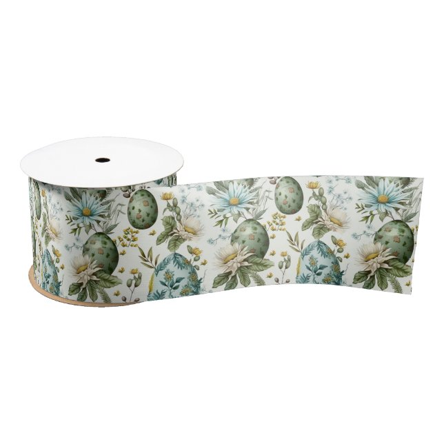 Easter eggs vintage nostalgic pattern No2 Satin Ribbon (Spool)