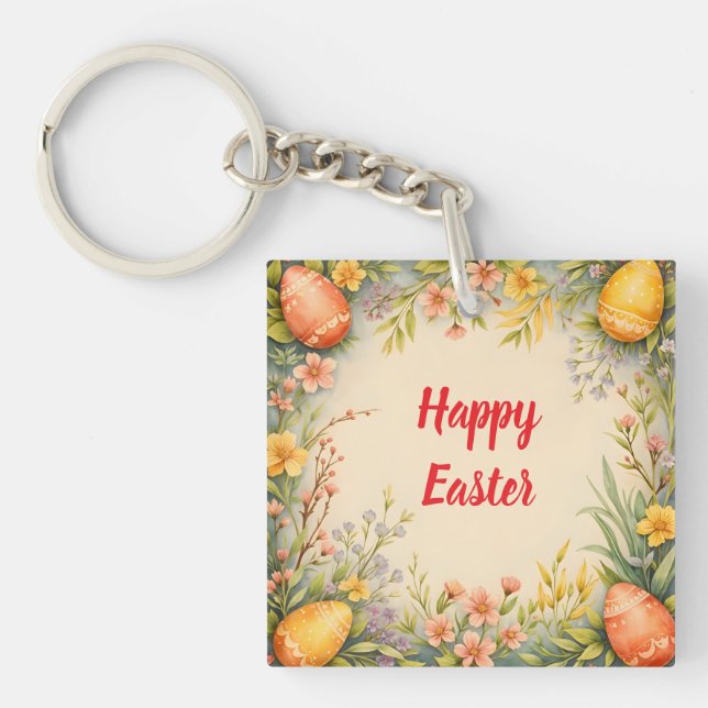 Easter Eggs Vintage Trendy Collection Key Ring (Front)