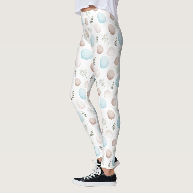 Easter Eggs White Pastel Pattern Leggings (Left)