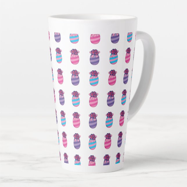 Easter Eggs with Flowers and Ribbon Latte Mug (Right Angle)