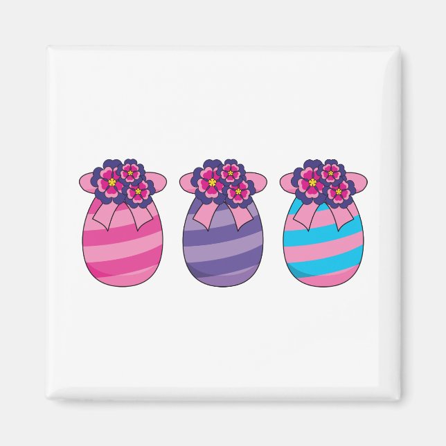 Easter Eggs with Flowers and Ribbon Magnet (Front)