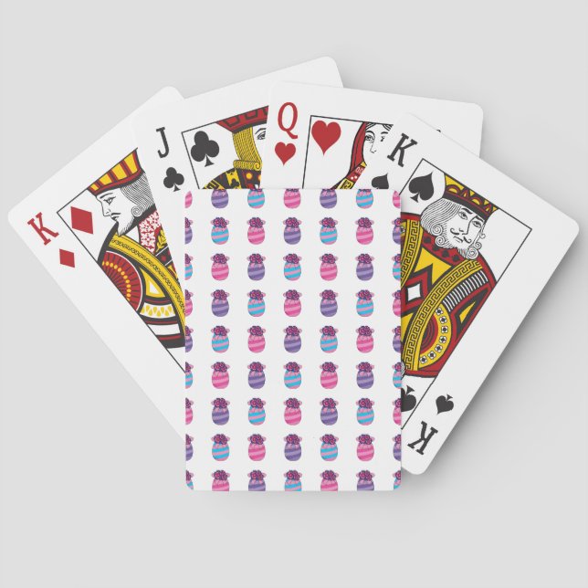 Easter Eggs with Flowers and Ribbon Playing Cards (Back)