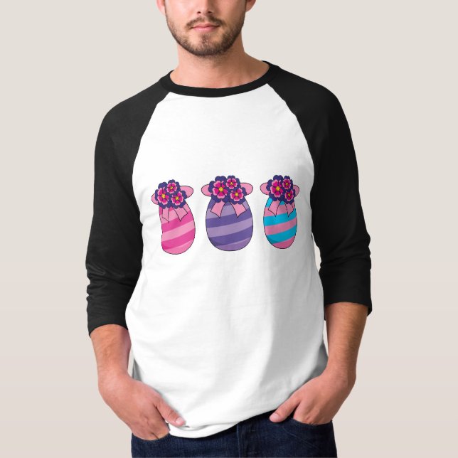 Easter Eggs with Flowers and Ribbon T-Shirt (Front)