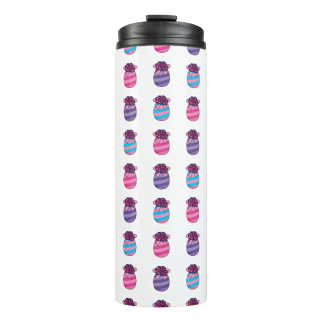 Easter Eggs with Flowers and Ribbon Thermal Tumbler (Front)