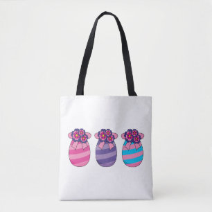 Easter Eggs with Flowers and Ribbon Tote Bag