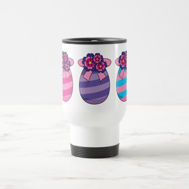 Easter Eggs with Flowers and Ribbon Travel Mug (Center)
