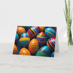 Easter eggs with patterns in vibrant colours holiday card