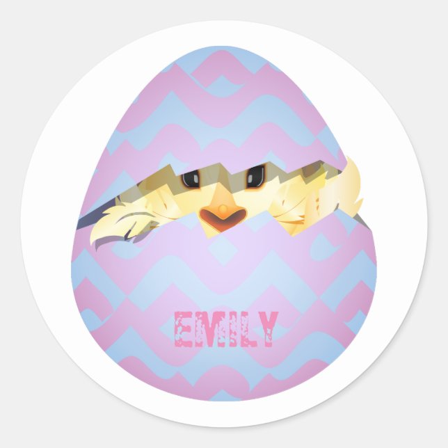 Easter eggs, yellow chicken, classic round sticker (Front)