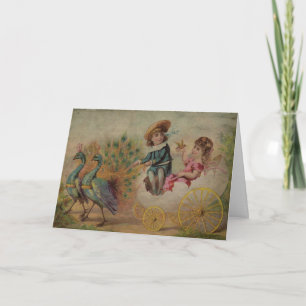 Easter Eggshell Carriage Drawn by Peacocks Holiday Card