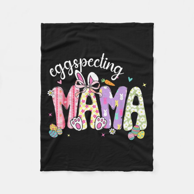 Easter Eggspecting Mama Pregnancy Announcement Fleece Blanket (Front)