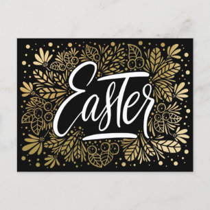 Easter Elegant Black and Gold Postcard