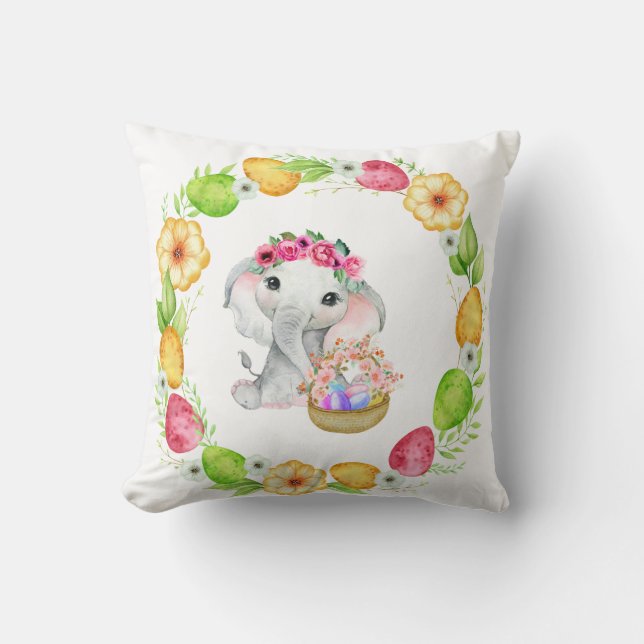 Easter Elephant Throw Pillow (Front)