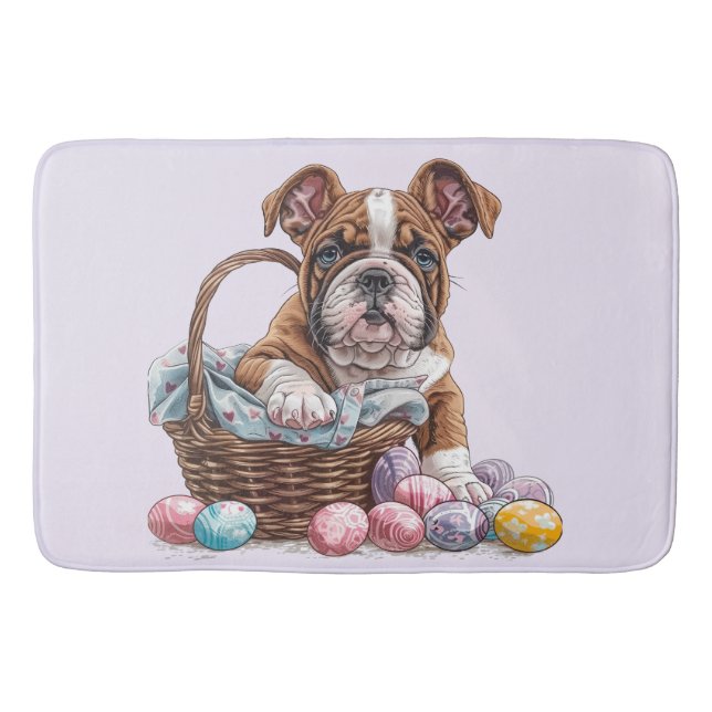 Easter English Bulldogs Bath Mat (Front)