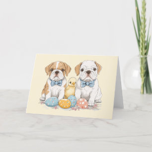 Easter English Bulldogs Holiday Card