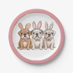 Easter English Bulldogs Paper Plate