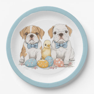 Easter English Bulldogs Paper Plate