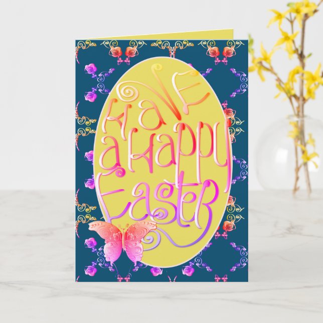 Easter Faberge-inspired Rose Heart Card (Yellow Flower)