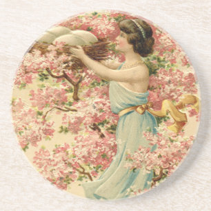 easter faith flowers pink Cherry Blossom Nest cute Coaster