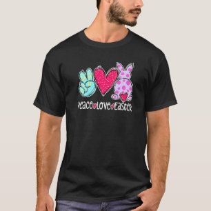 Easter Family Outfits Pastel Girl Bunny Peace Love T-Shirt