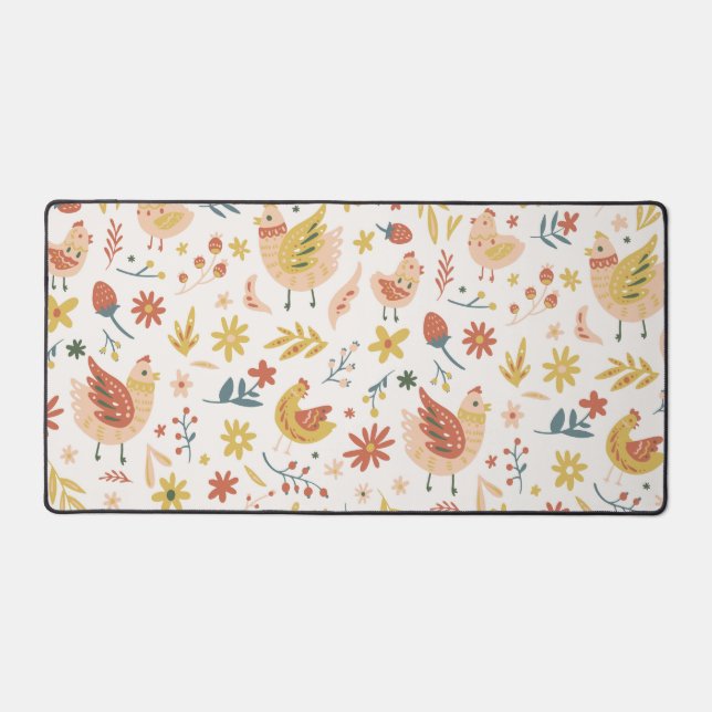 Easter Farm Chicken Pattern Desk Mat (Front)
