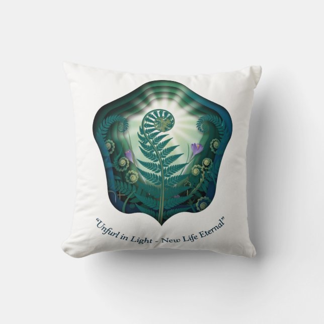 Easter Fern Unfurl in Glory, Easter Gift Cushion (Front)