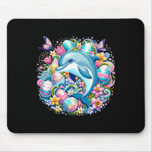 Easter Festive Illustration With Charming Dolphin  Mouse Pad