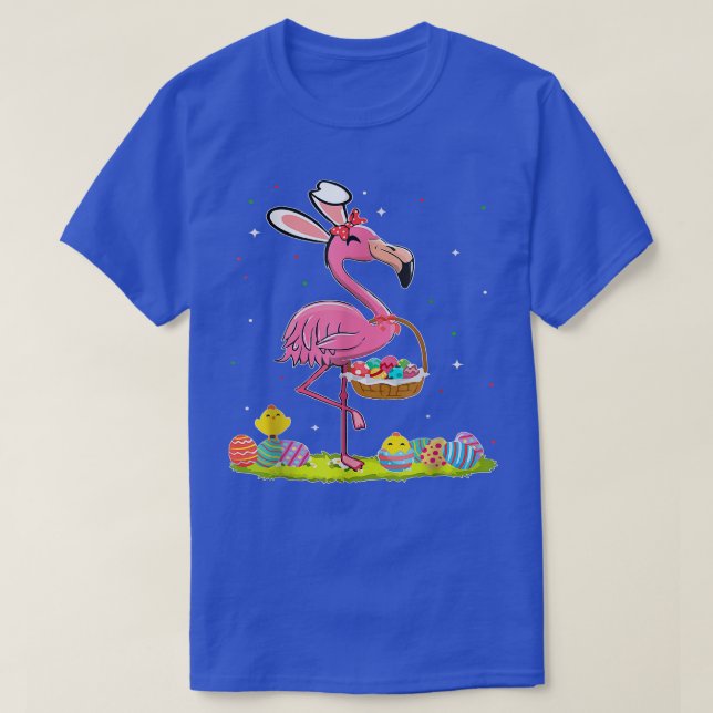 Easter Flamingo Bunny Egg Hunter Funny Easter Holi T-Shirt (Design Front)