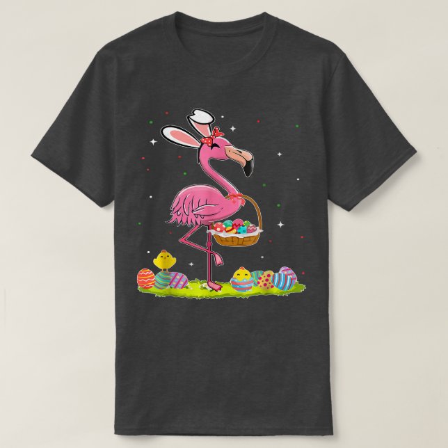 Easter Flamingo Bunny Egg Hunter Funny Easter Holi T-Shirt (Design Front)
