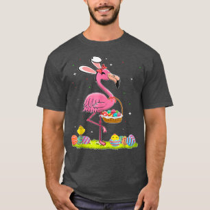 Easter Flamingo Bunny Egg Hunter Funny Easter Holi T-Shirt