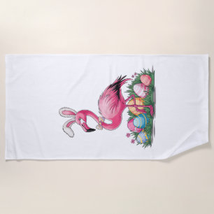 Easter Flamingo T-Shirt Beach Towel