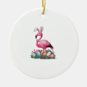 Easter Flamingo T-Shirt Ceramic Tree Decoration