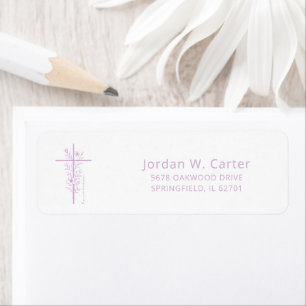Easter Floral Cross He is Risen Pastel Purple