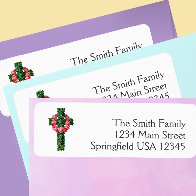 Easter Floral Cross Religious return address Label (Creator Uploaded)