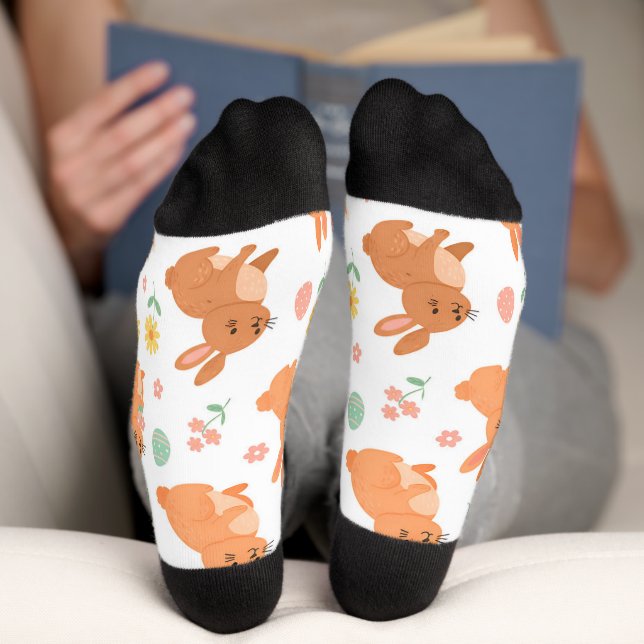 Easter floral egg bunny pattern socks (Bottom)