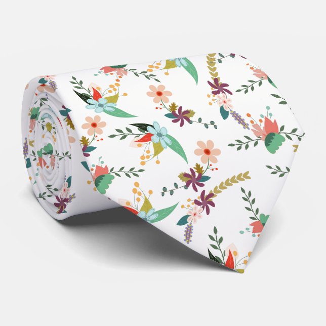 Easter Floral Neck Tie (Rolled)