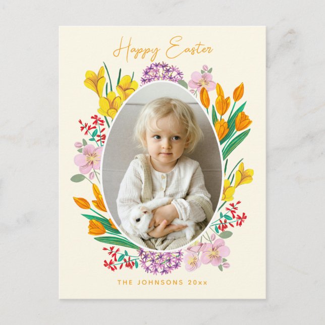 Easter floral photo holiday card (Front)
