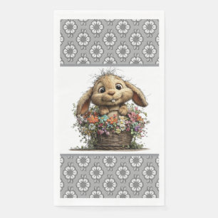 Easter Floral Rabbit Paper Napkin